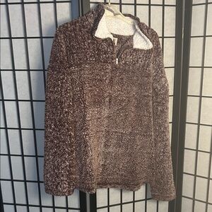 Cozy Brown Sherpa Pullover